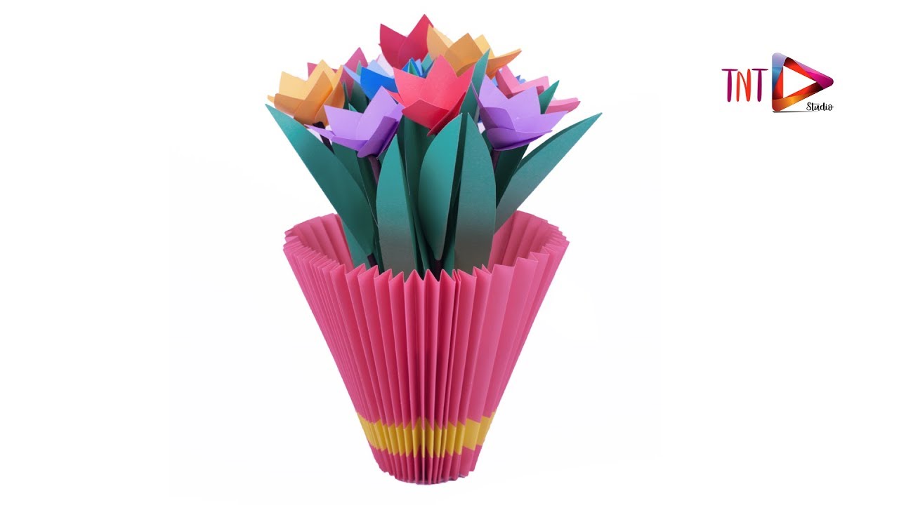 Easy beautiful paper flower vase making at home | DIY paper flower pot | Simple paper craft