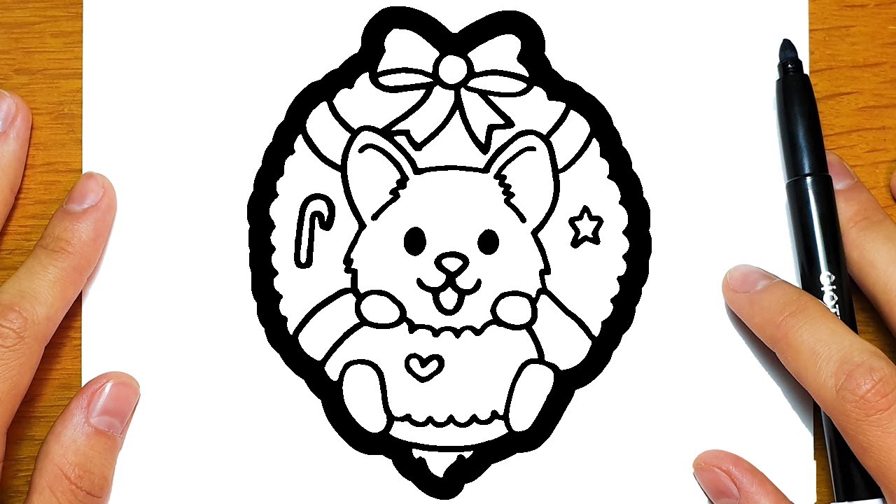 COMO DESENHAR UM CACHORRO PARA O NATAL