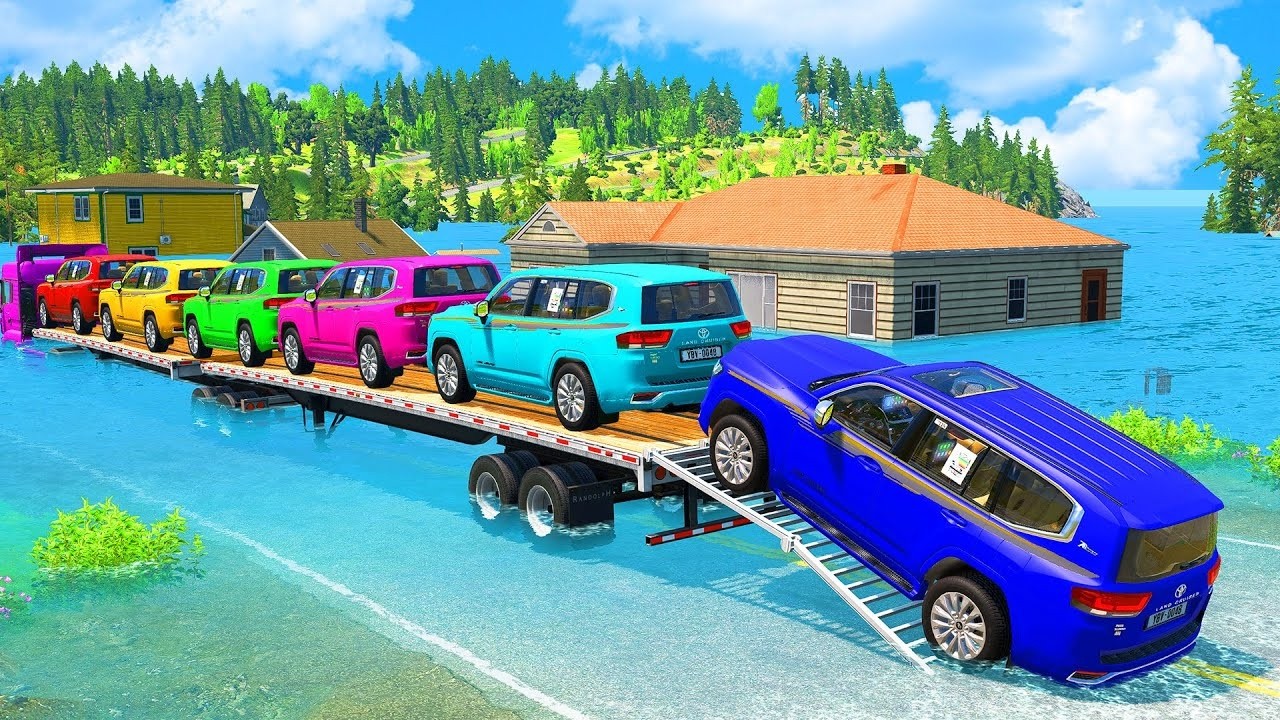 Truck & Car Crash into Hammer and Lava Well | Realistic Crash Test | BeamNG.drive