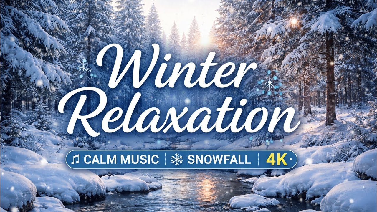 Winter Relaxation • Snowy Nature Ambience 4K | Calm Music & Peaceful Snowfall