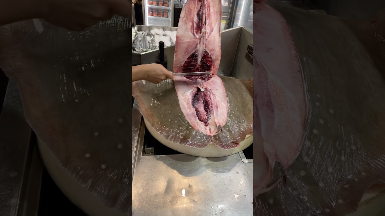 Big stingray fish cleaning and cutting skills Amazing#fish #skills #fyp #shorts #viral
