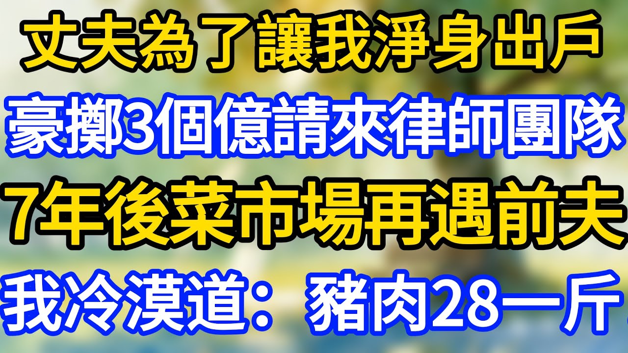 丈夫為了讓我淨身出戶，豪擲3個億請來律師團隊，7年後菜市場再遇前夫，我冷漠道：豬肉28一斤！