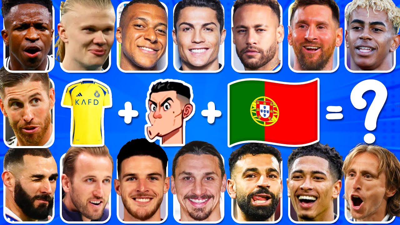 Guess The FOOTBALL PLAYER By Song, Club, Cartoon Version & Nationality | Ronaldo, Messi, Neymar Jr.