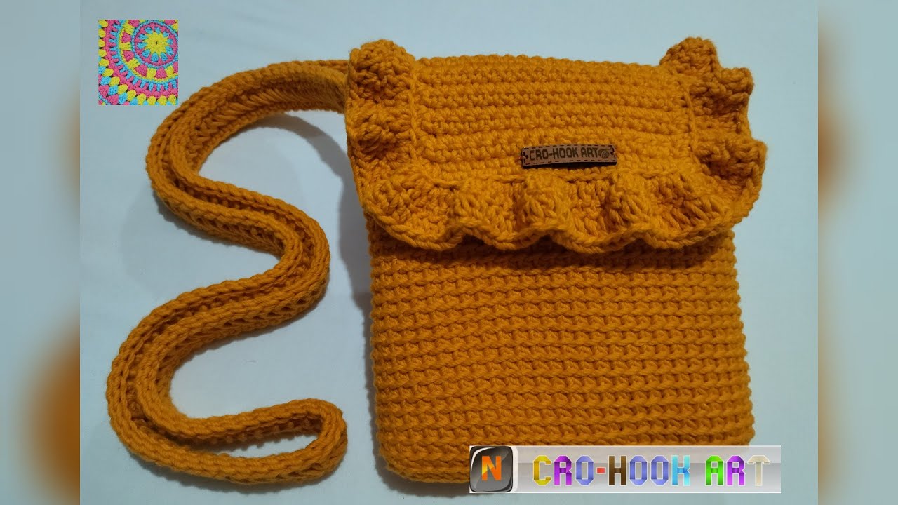 شنطه كروشيه بسيطه و شيك بخيط مكرميه - كروشية شنطه كروس | crochet small bag for phone