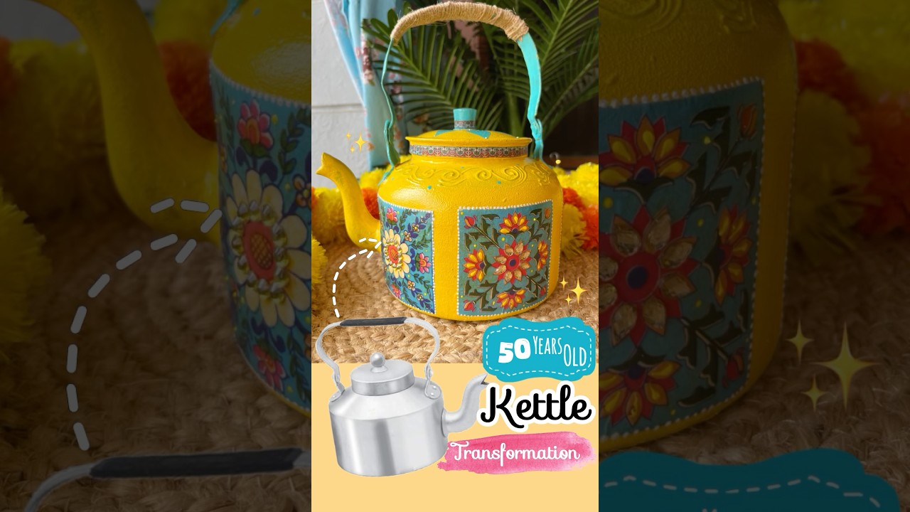 Waoo! *TRANSFORMATION* of 50 years old KETTLE ✨#diy #craft #homedecor #ytshorts #viralshort #art