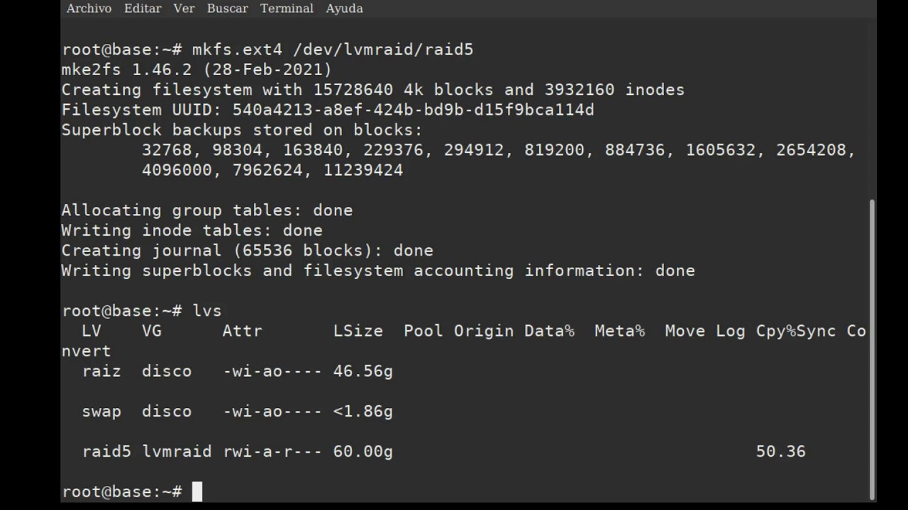 GNU/Linux LVM Raid 5 con Integridad de datos lógicos.