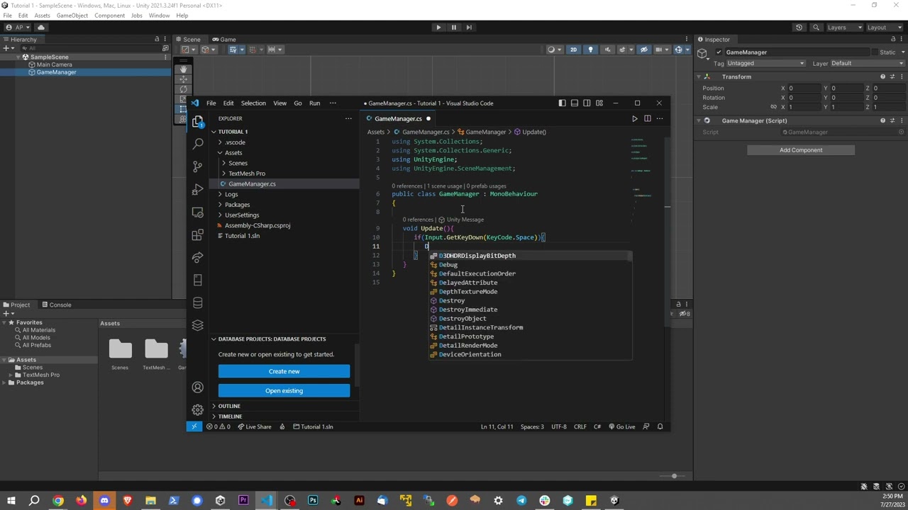 How to Detect Keyboard Input In Unity! How to tell if a player pressed Space! #gamedev #unity