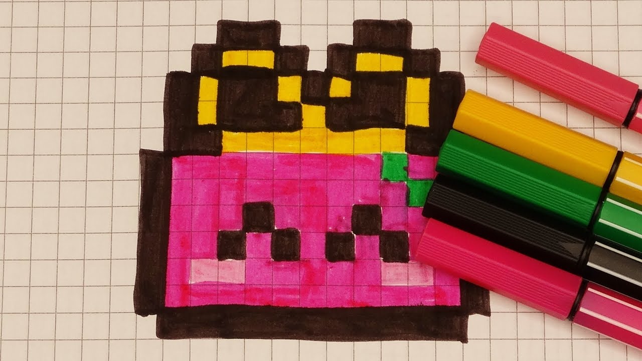 DIY Handmade Drawing Pixel Art | How to draw a cute Gift Box | Draw with Me