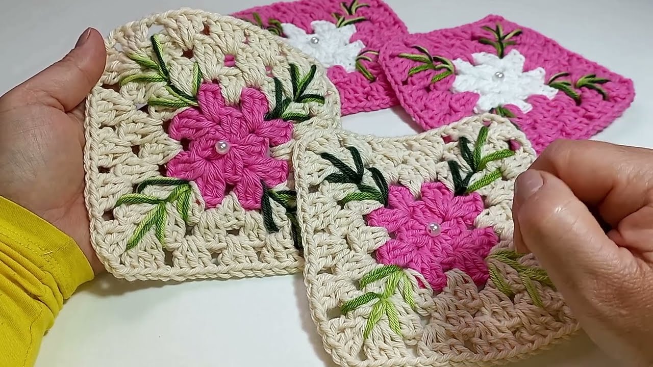 Squares Folhagem em Crochê Passo a Passo/Granny Crochet