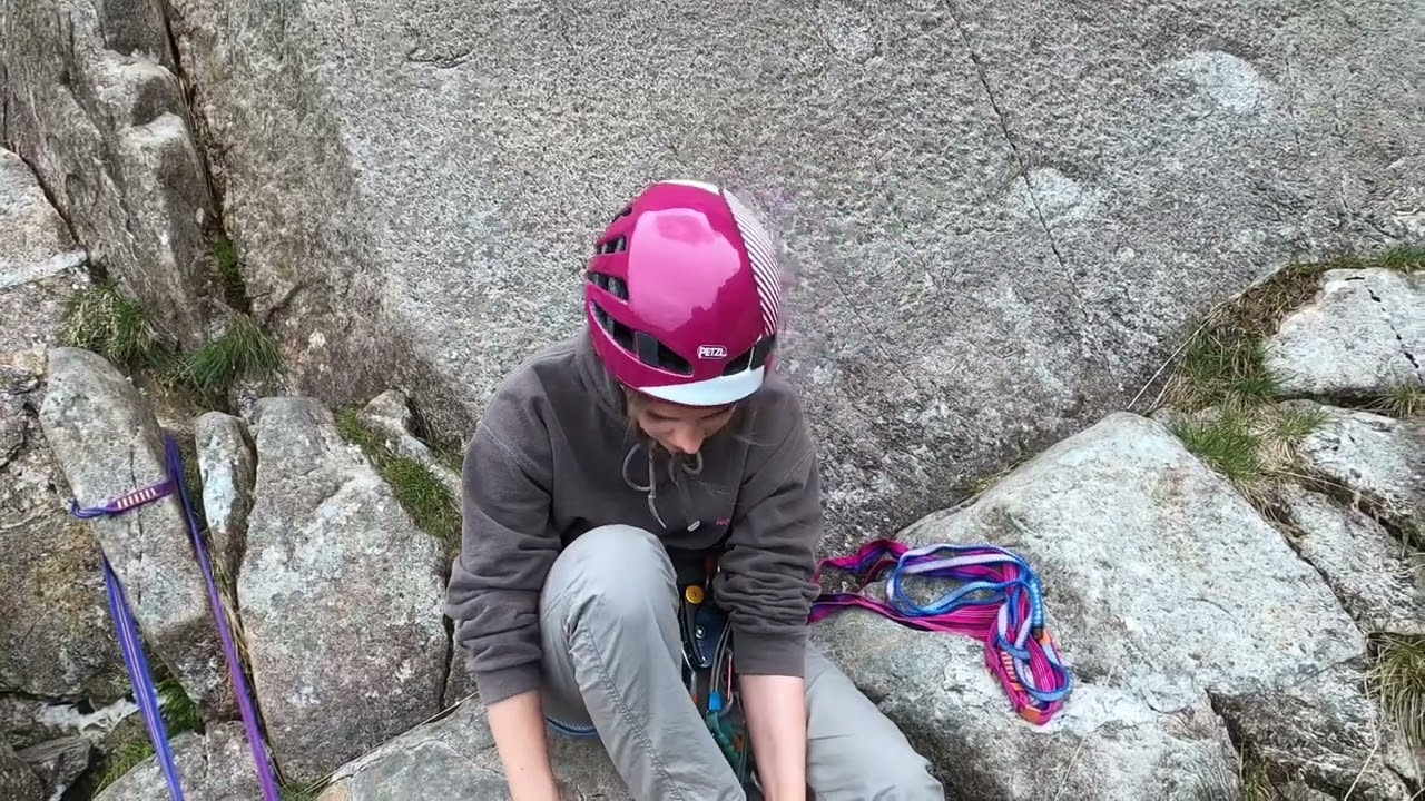 Multi pitch rock climbing on Idwal Slabs, Snowdonia.
