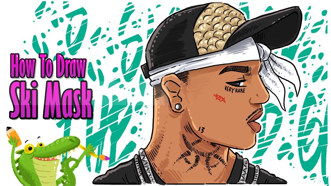 how to draw ski mask the slump god step by step | Rapper
