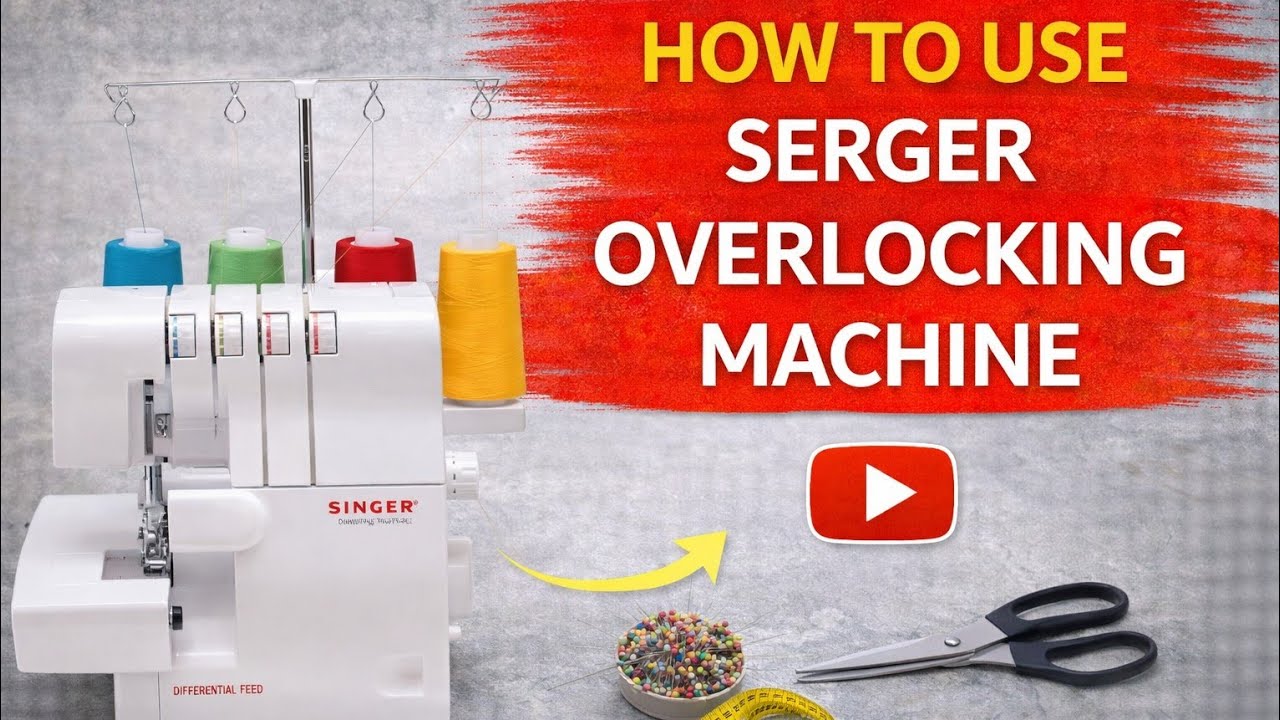 How to  thread a serger overlocking machine easily ( Step by step guide for beginners)
