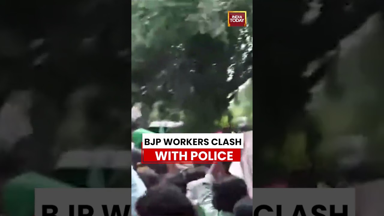 BJP VS AAP: BJP Workers Clash With Police Outside AAP Office Over Punjab Paper Leak Protest