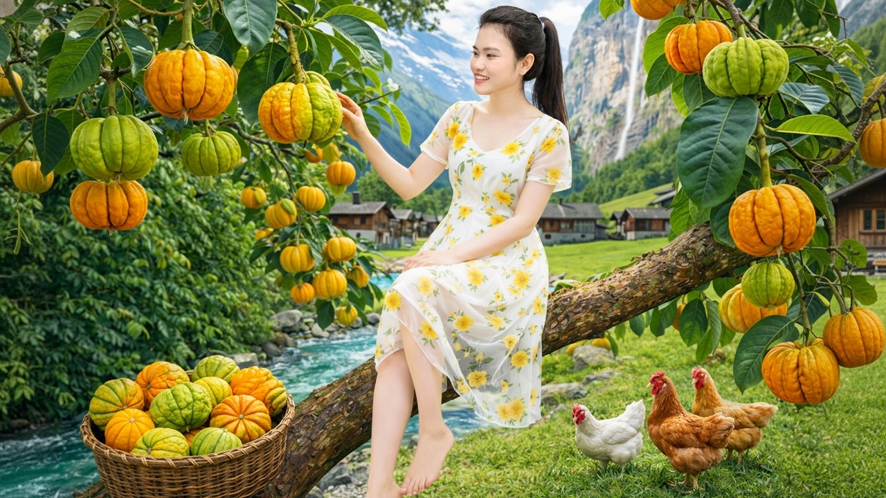 Climbing Tall Trees for Sour Fruit in the Rainforest - Super Satisfying Harvest | Thuy Countryside