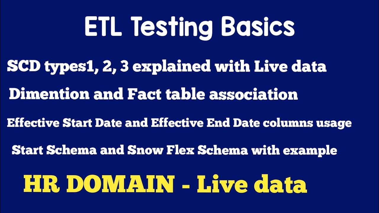 ETL Testing Basic Part 2 - Dimension and Fact table, SCD Types, Effective Start ,Effective End date
