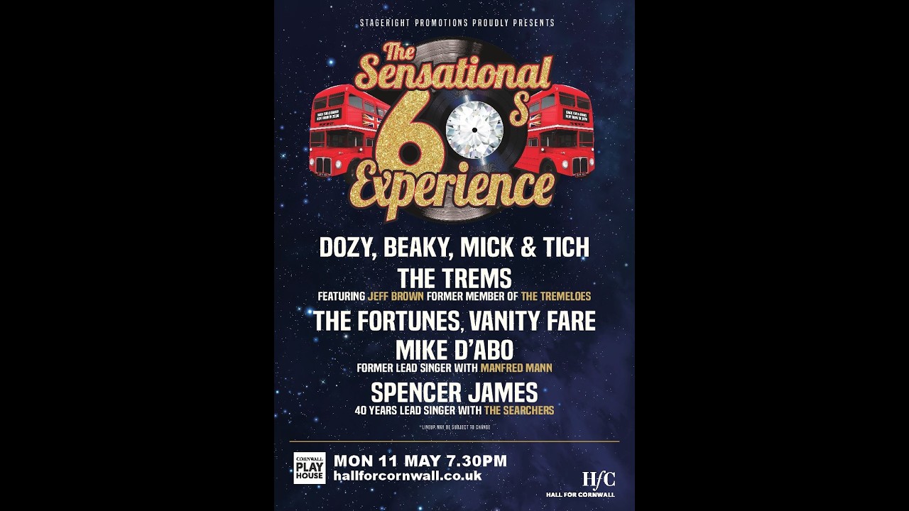 SENSATIONAL 60s EXPERIENCE TOUR 2026 - TRURO HALL FOR CORNWALL MONDAY 11th MAY 2026