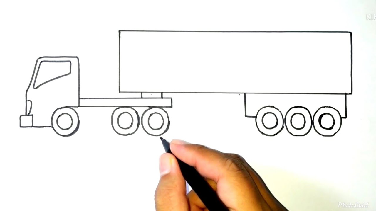 Cara Menggambar Mobil Truk Kontainer - 8 Menit Langsung Jadi