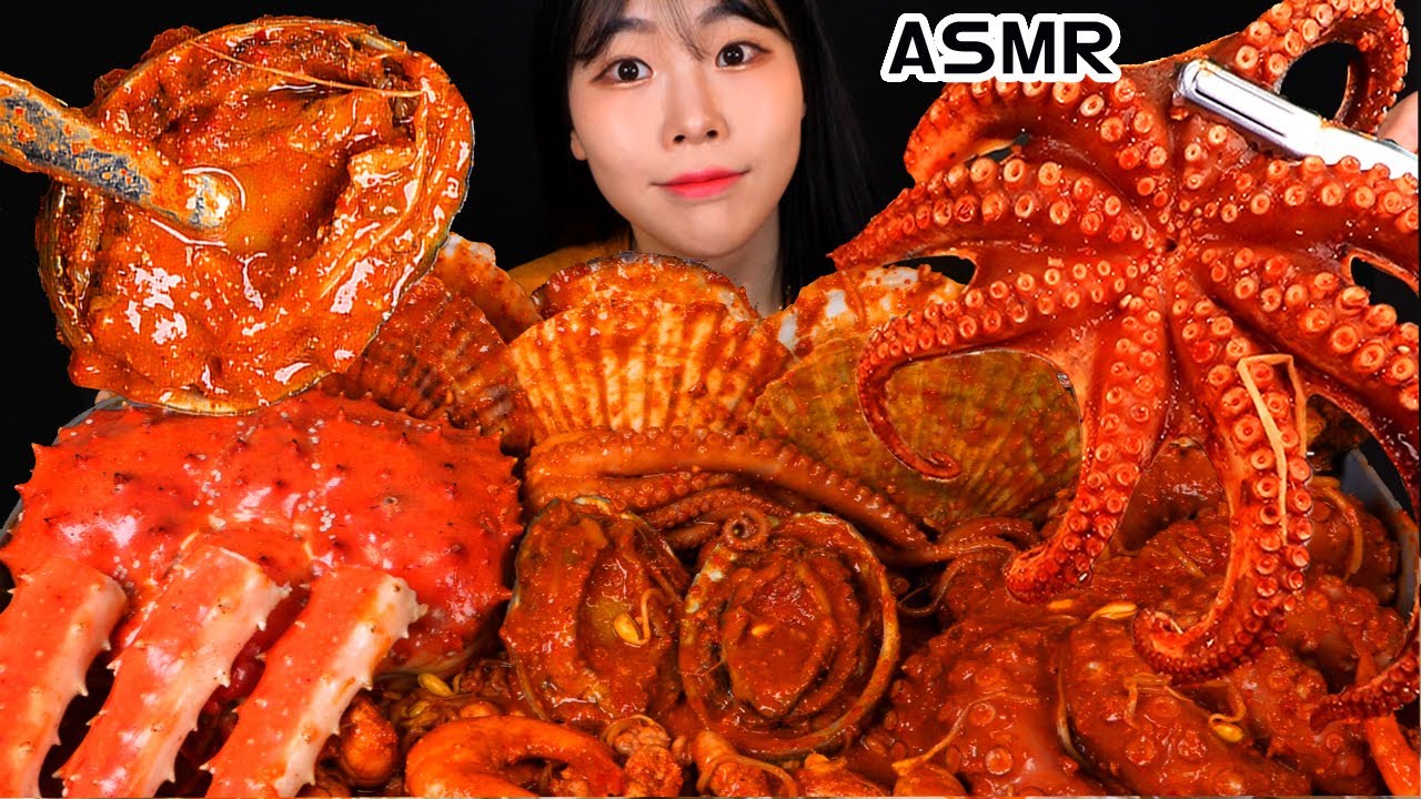 ASMR 해물찜 먹방 (가리비,문어,낙지,킹크랩,전복,새우,홍합,알곤이) MUKBANG SEAFOOD (KING CRAB,OCTOPUS,SCALLOP,ABALONE,SHRIMP)