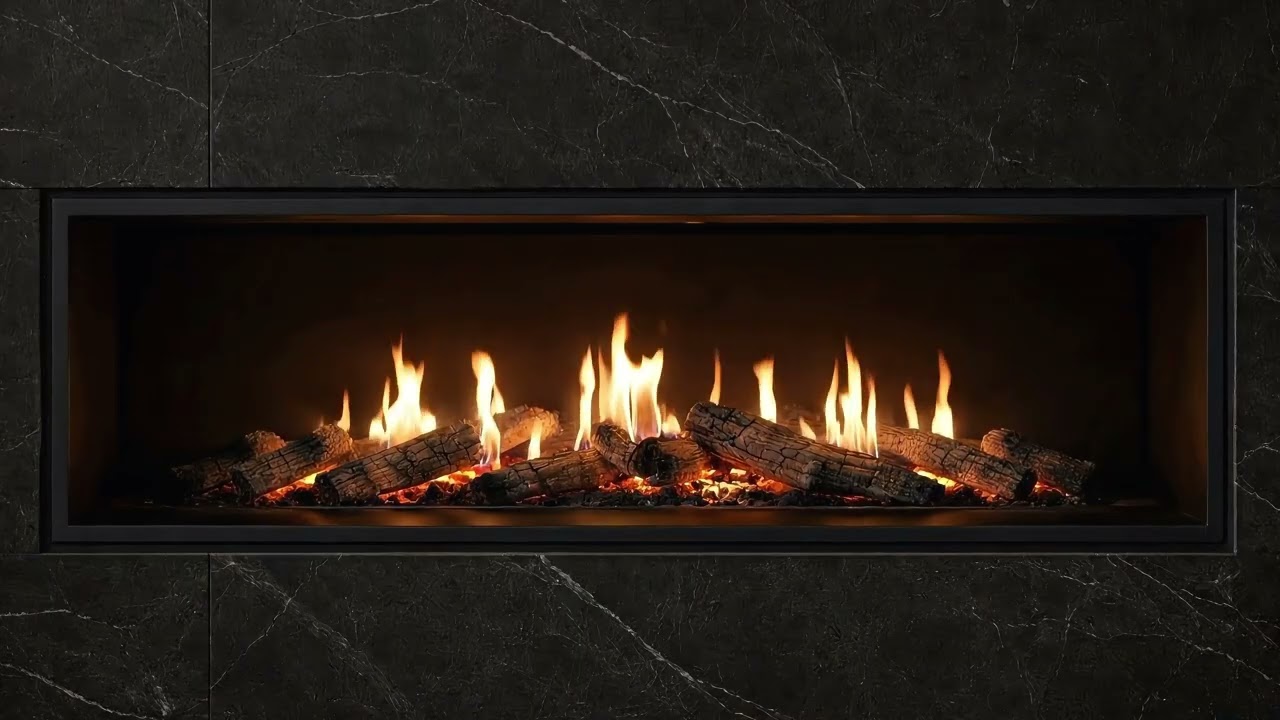 Fireplace Ambience for TV & Sleep | Nero Marquina Marble Fireplace | 8 Hours