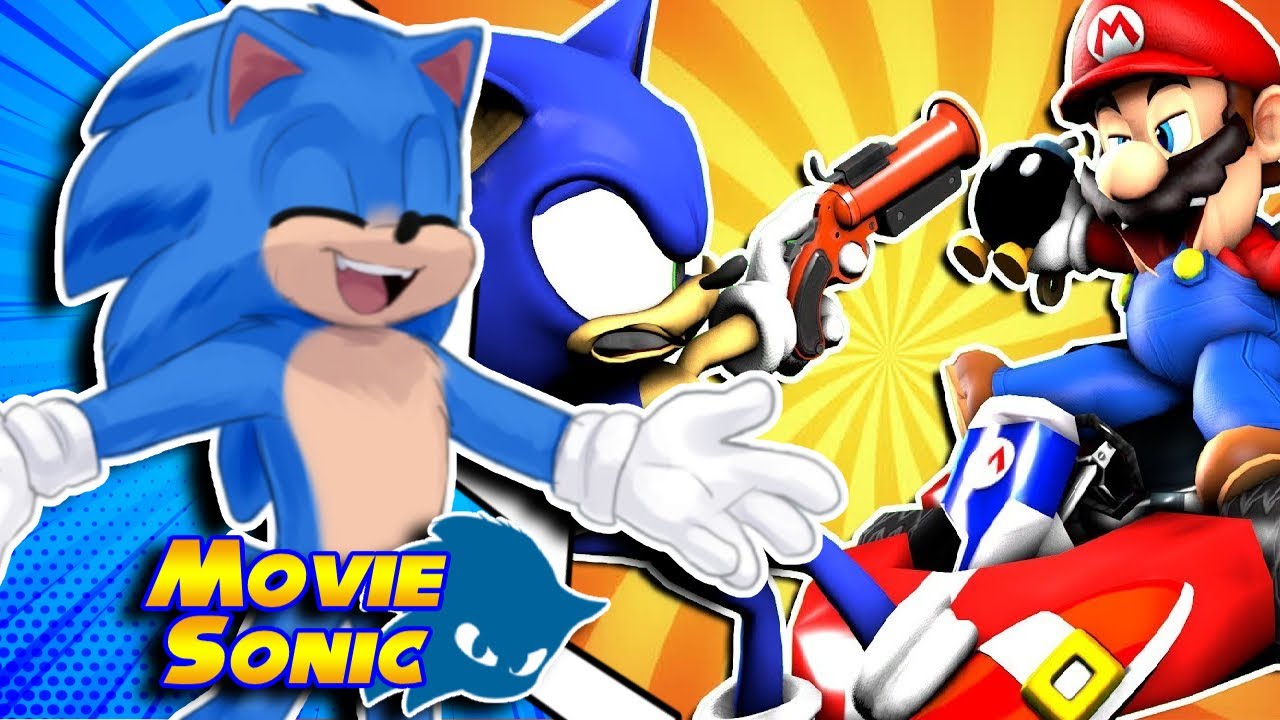 Movie Sonic Reacts to Mario VS Sonic: PRANK BATTLE!!!