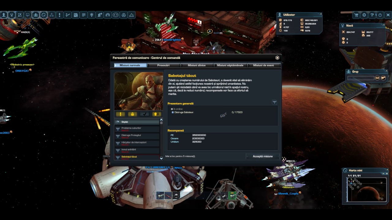 DarkOrbit | Test Server | New missions for level 22