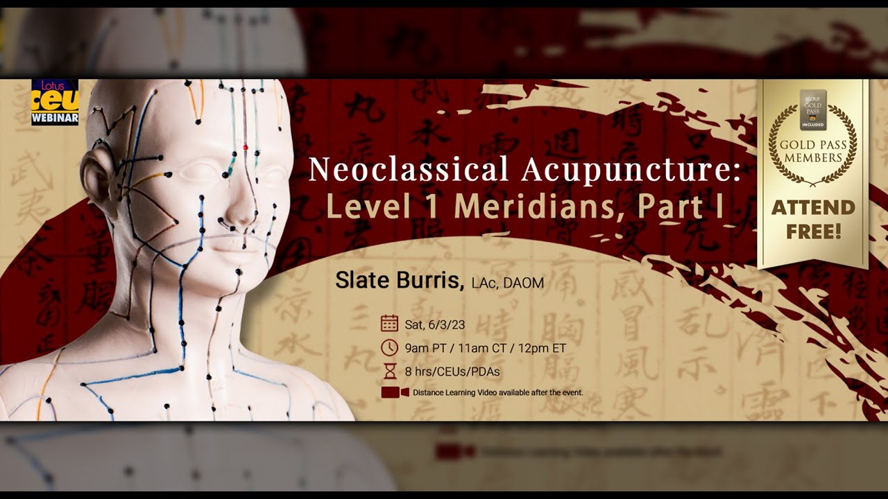 Neoclassical Acupuncture: Level 1 Meridians, Part I | Acupuncture CEUs/PDAs