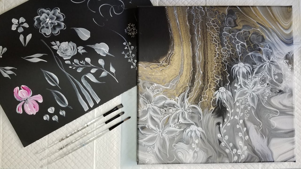 (75) ACRYLIC POURING Embellishing - Flowers, Leaves and Fillers - Complete Tutorial HOW TO