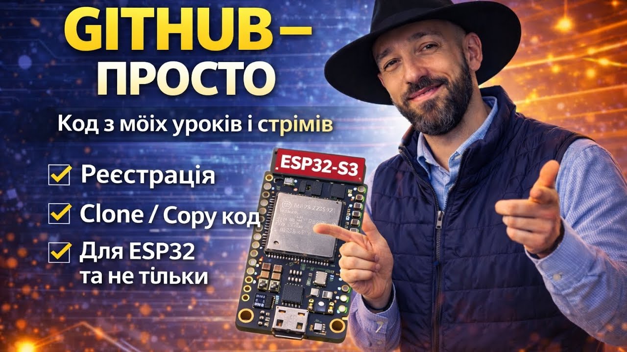GitHub — просто! Як користуватись кодом з моїх уроків і стрімів | ESP32-S3 Українською