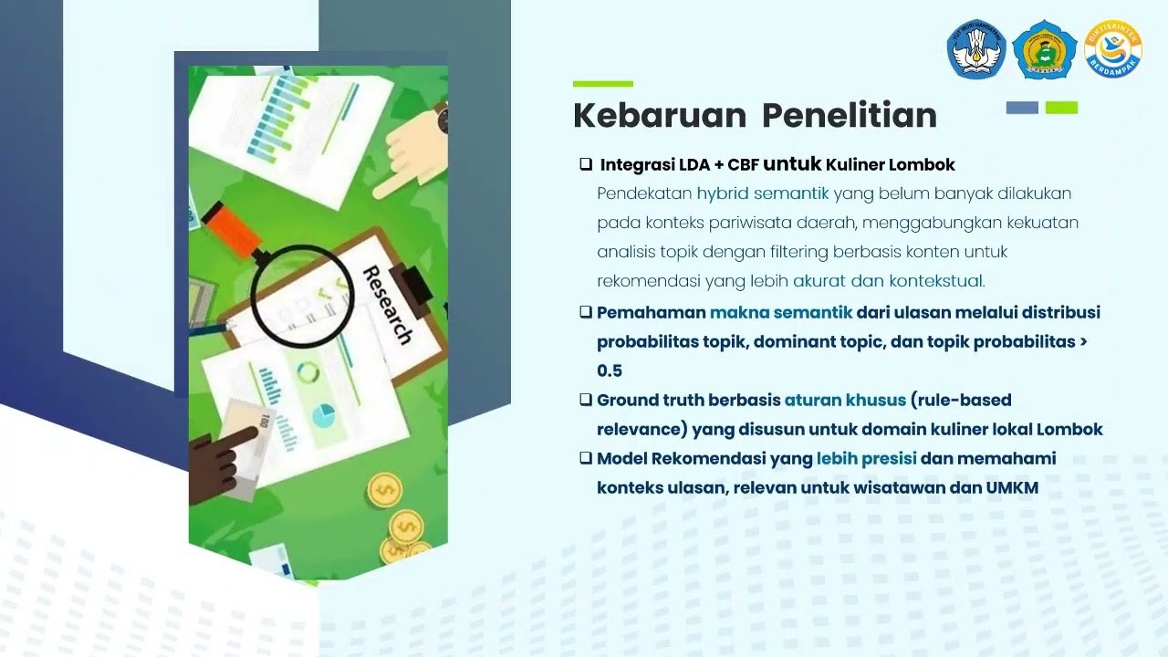Profil PDP "Sistem Rekomendasi Kuliner di Lombok Menggunakan machine learning LDA dan CBF.