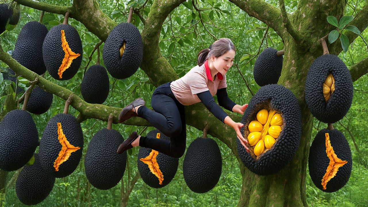 Harvesting +1000Kg Rare Giant Cracked Black Jackfruit, Curious Crowd Sold Out Fast at Village Market