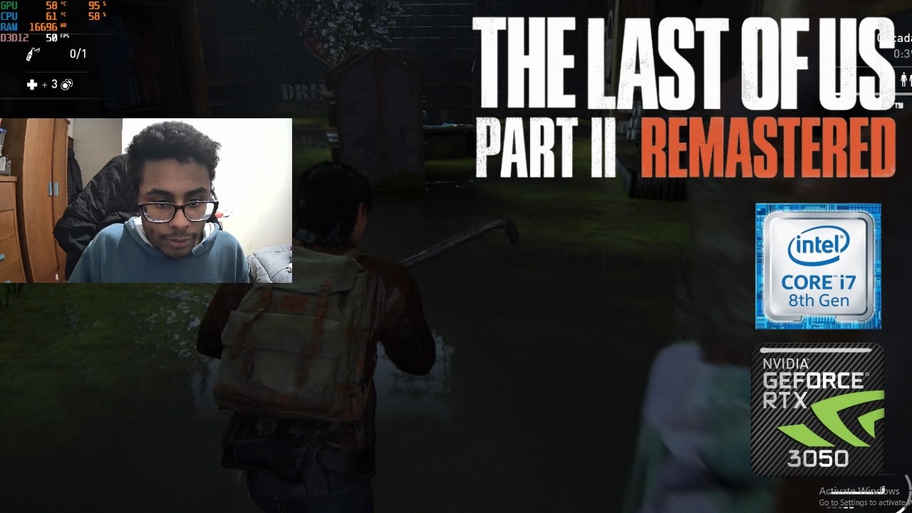 TESTE FINALMENTE NO THE LAST OF US PART 2 NO I7-8700 COM 24GB RAM E UMA RTX 3050 DE 8GB VRAM!