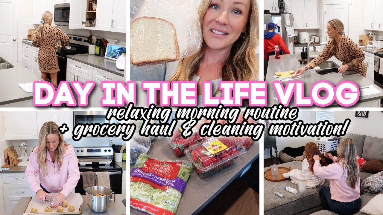 DAY IN THE LIFE VLOG // relaxing morning routine + grocery haul & cleaning motivation