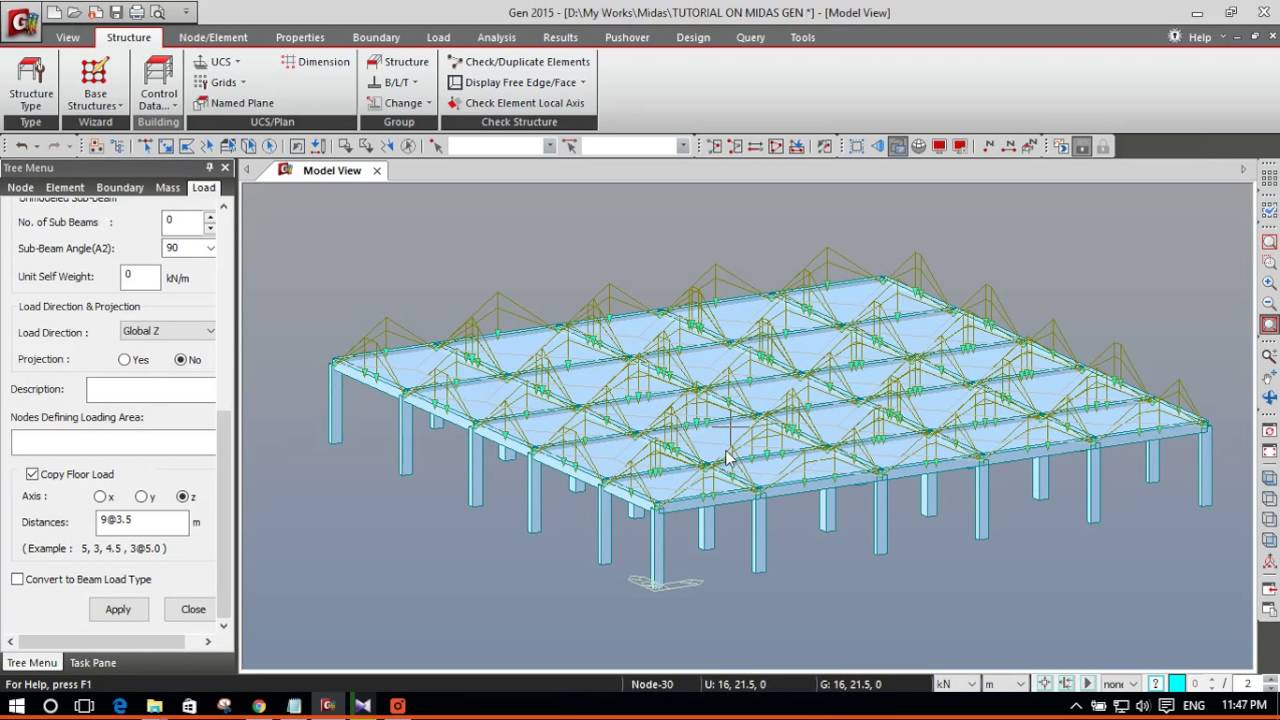 4. Applying Load & Response Spectrum Function in Midas Gen 2015