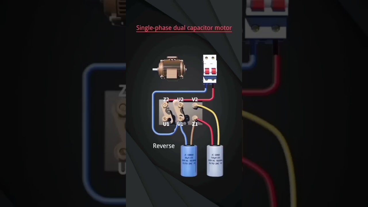 Single phase dual capacitor motor connection
