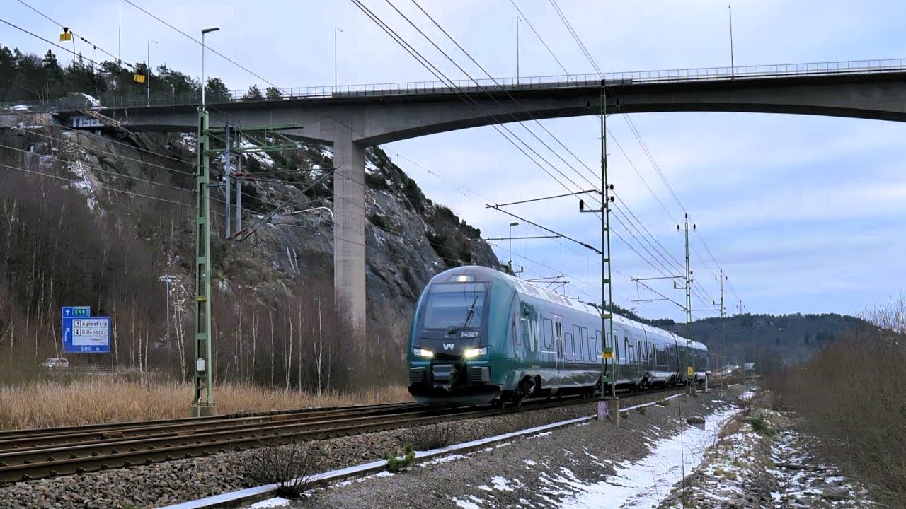 Tåg i Surte på Norge / Vänerbanan i 4k60