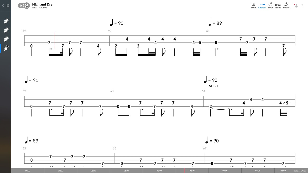 Radiohead - High & Dry (BASS TAB PLAY ALONG)