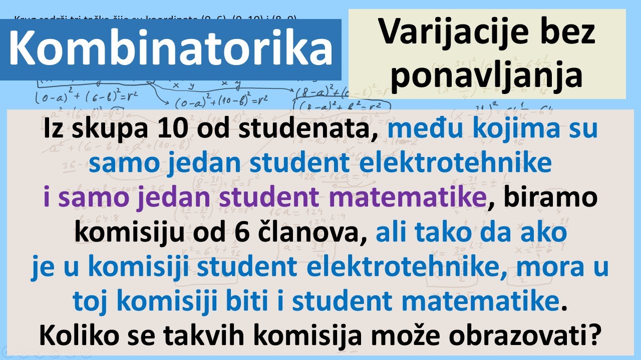 Kombinatorika. Varijacije bez ponavljanja zadaci