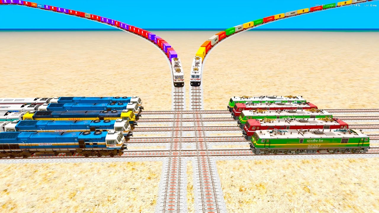 FACE TO FACE TRAINS CROSSING DIAMOND 💎 TRACK FLYING TRACKS CRAZY TRAIN SIMULATOR