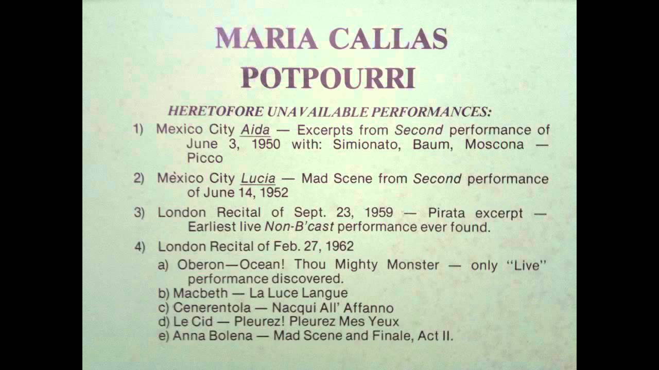 Maria Callas - Ocean! Thou Mighty Monster! - Live, London 1962 Complete Aria