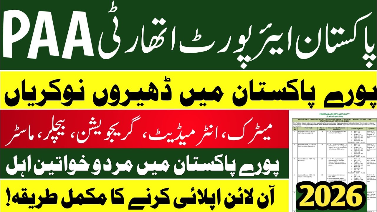Pakistan Airports Authority Jobs 2026 | How to Apply for PAA Jobs 2026 | Latest Government Jobs 2026