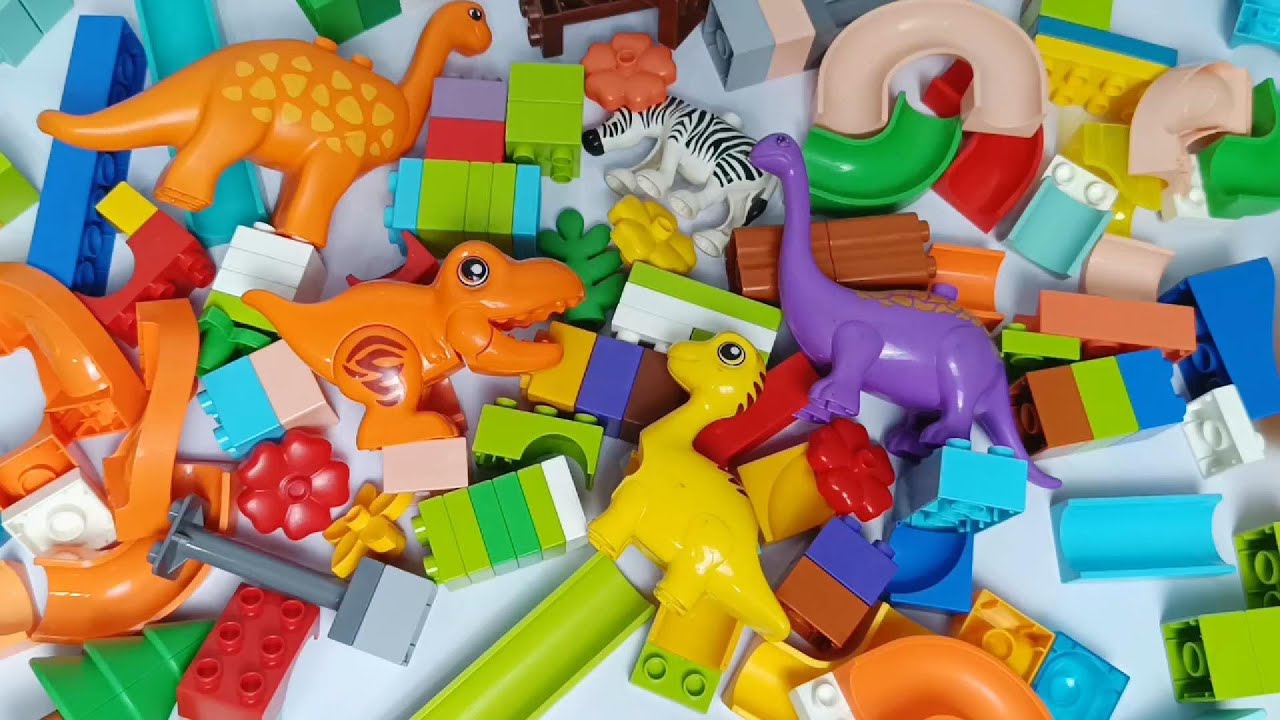 Satisfying Building Blocks Marble Run ASMR compilation ⭐funny dinosaurs course part 617 Live 13
