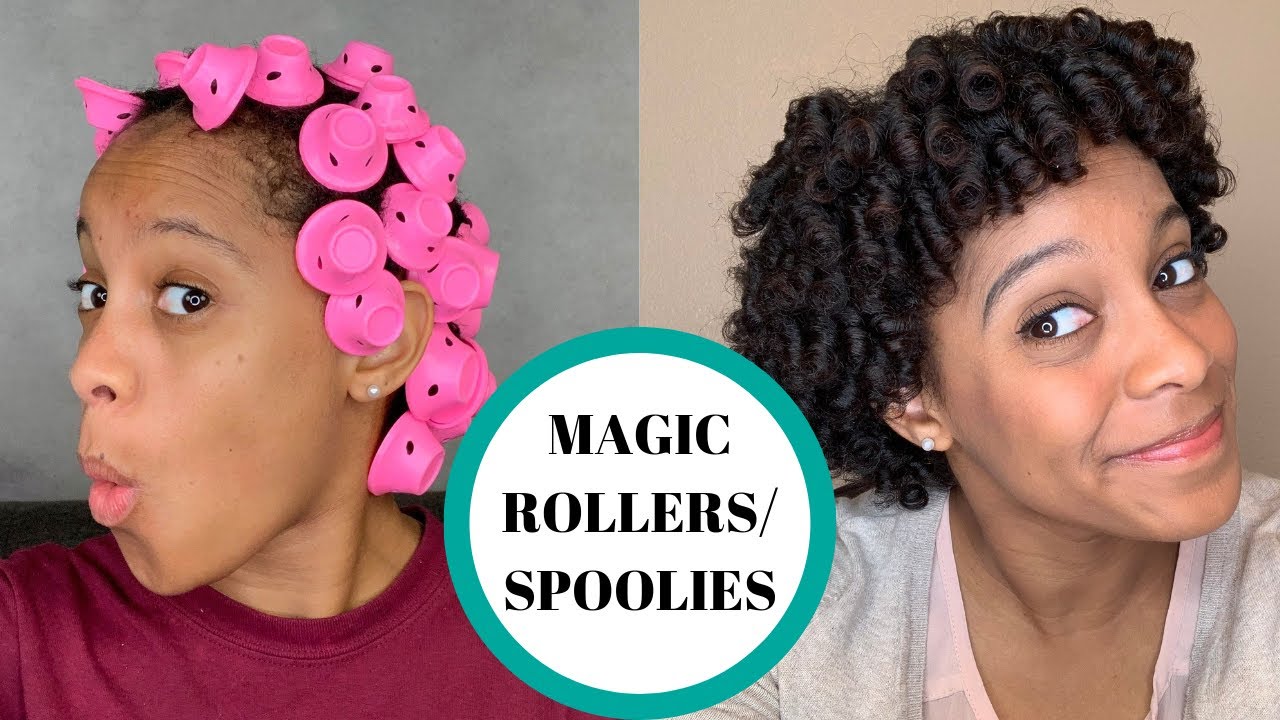 MAGIC HAIR ROLLERS/SPOOLIES ON MY SHORT NATURAL HAIR | HOW TO HEATLESS CURLS