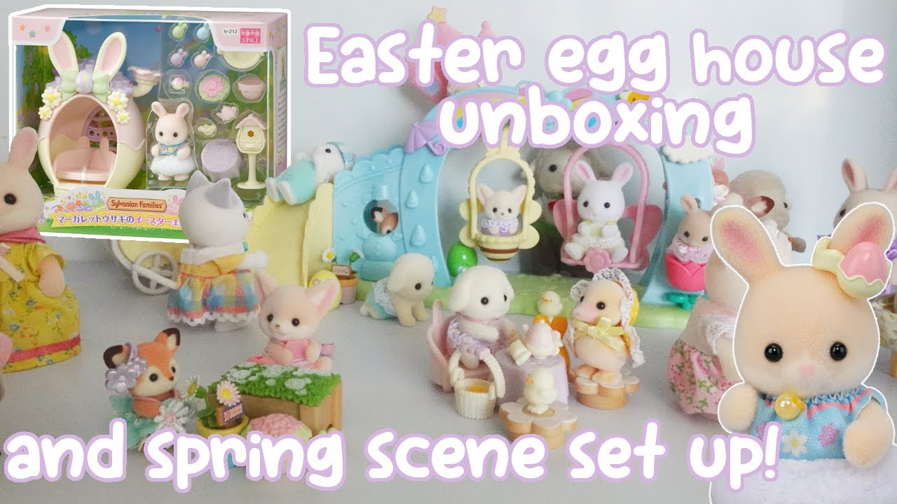 New Sylvanian Families unboxing! Easter Egg house and spring scene set up 🐣🌷 マーガレットウサギのイースターエッグハウス