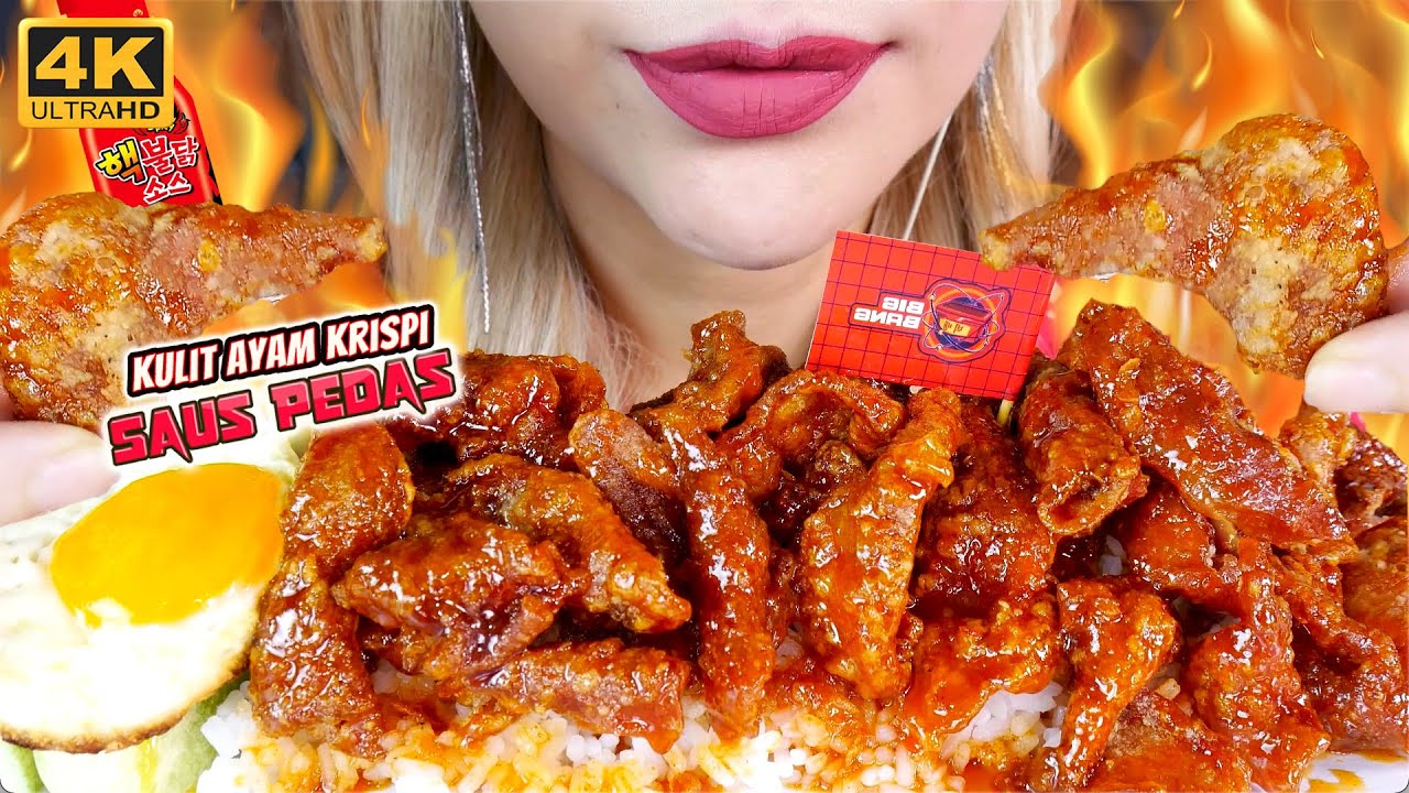 ASMR 💥🐔KULIT AYAM KRISPI SAUS PEDAS KOREA | SPICY FIRE CHICKEN SAUCE CRISPY SKIN🔥