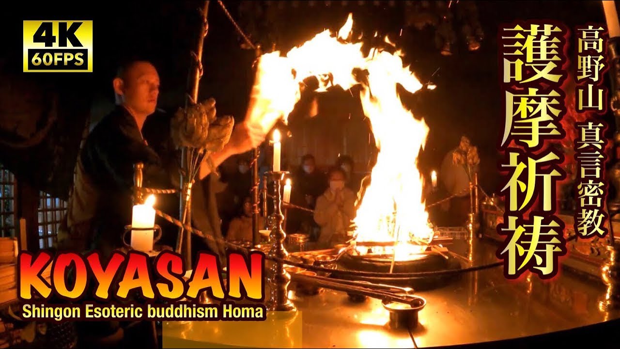 4K 高野山真言密教 護摩祈祷 毘沙門堂 八方睨み龍 Shingon Esoteric buddhism Homa in Koyasan, JAPAN