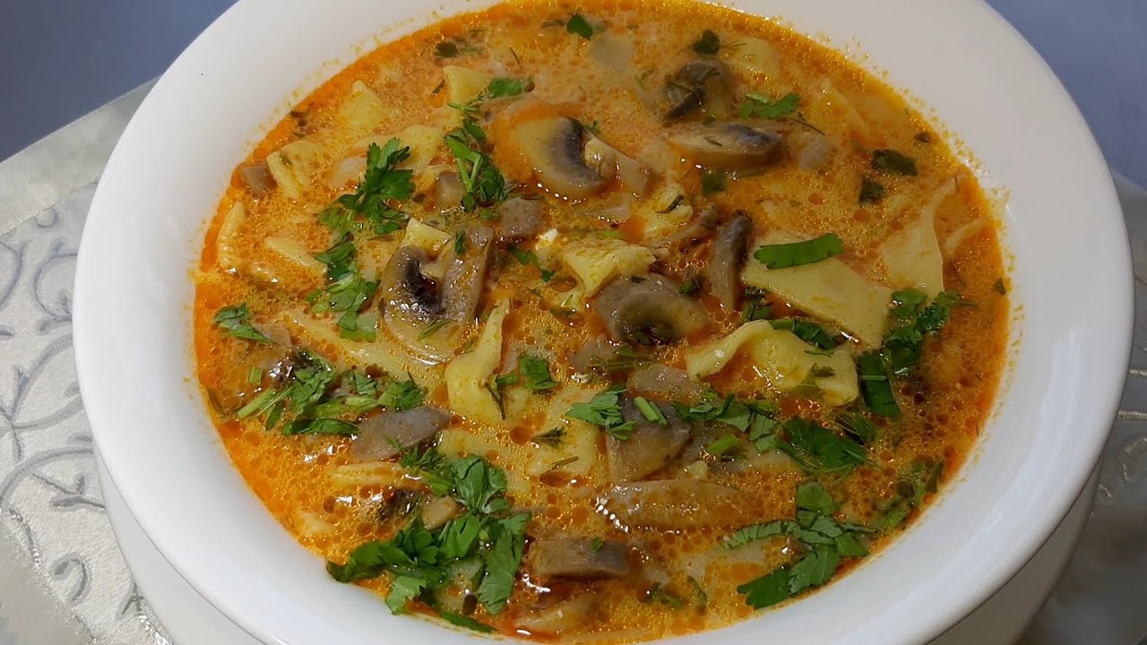 Вкуснейший Грибной суп с домашней Лапшой !!! За пол часа!!