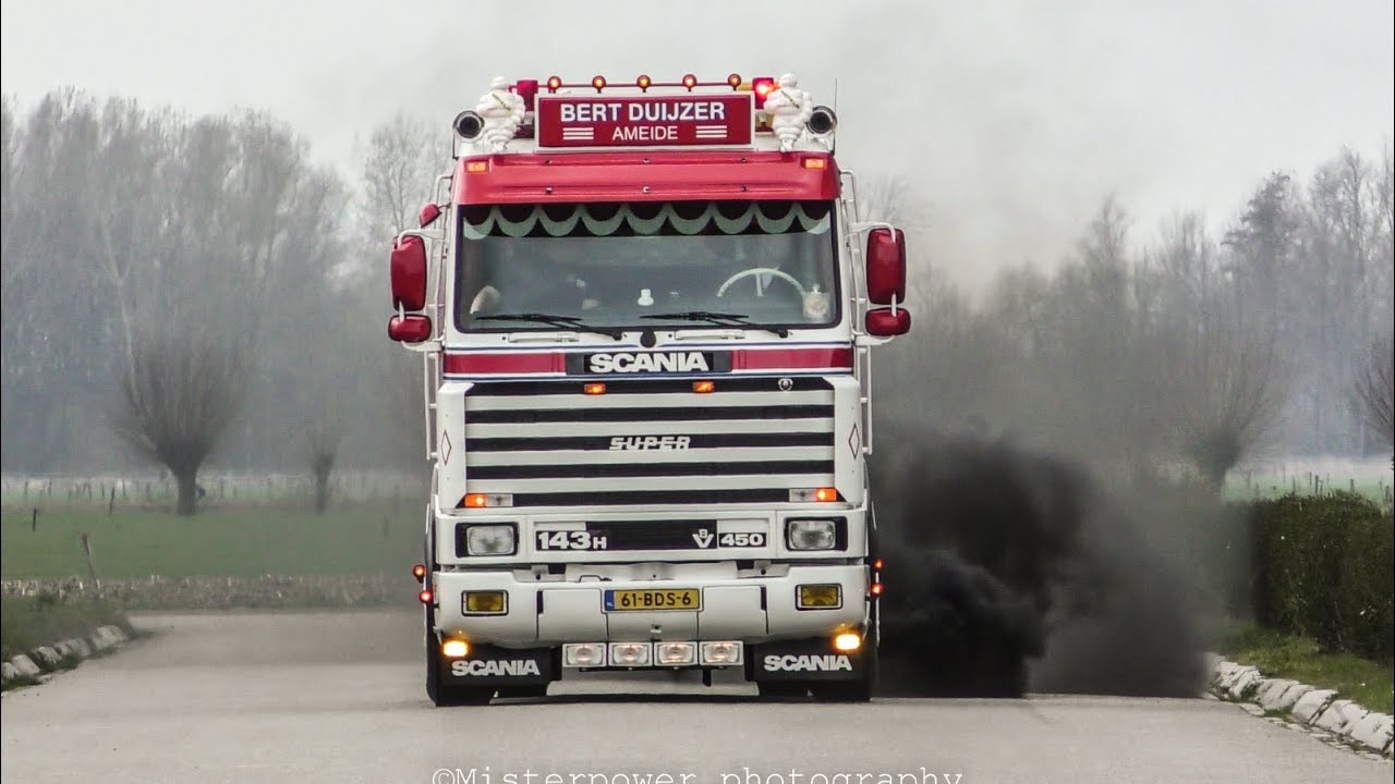 BIG TURBO SCANIA 143 450 V8 Open Pipe sounds // BERT DUIJZER [ONBOARD]
