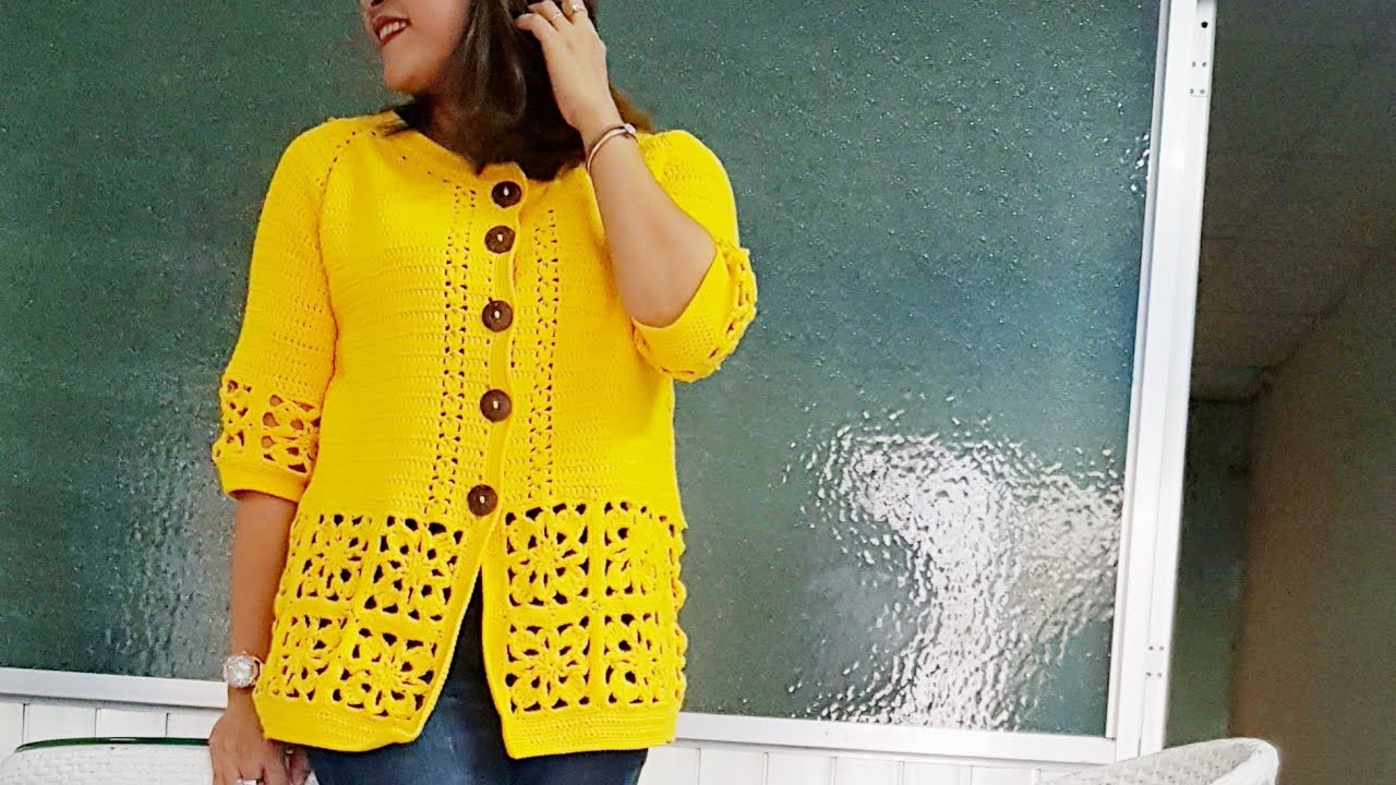 39a. HƯỚNG DẪN MÓC KHOÁC RÁP HOA ( Phần 1)// Crochet coat