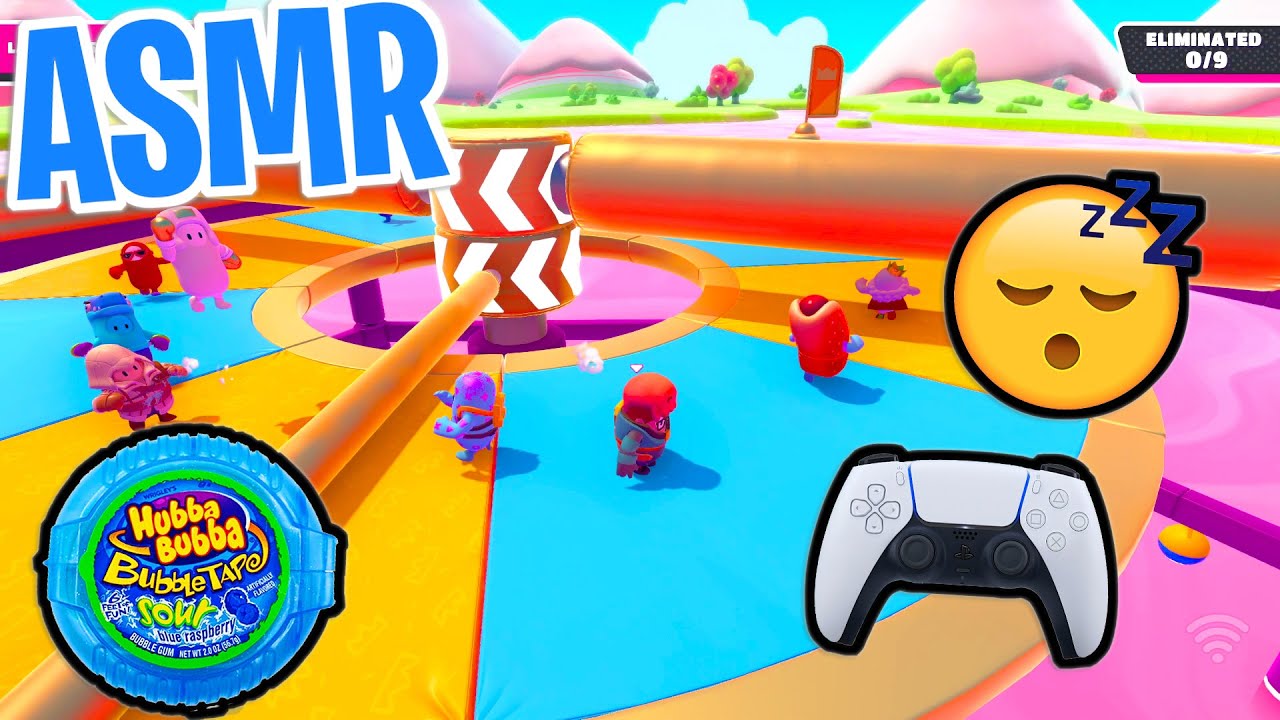 ASMR Gaming 😴 Fall Guys Did I Win?! Relaxing Gum Chewing 🎮🎧 Controller Sounds + Whispering 💤