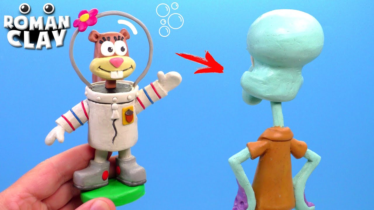 Sandy and Squidward with Clay SpongeBob | Roman Clay Tutorial